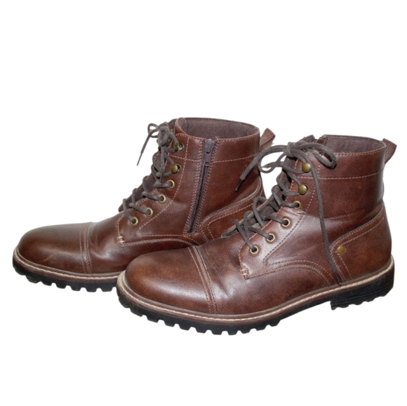 Sonoma Brown Leather Ankle Boots with Cap Toe - Picture 1 of 5